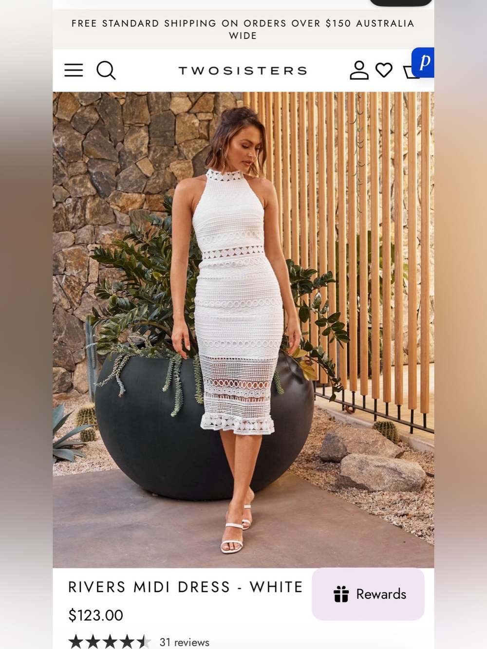 Two Sisters The label White Crochet Midi Dress
